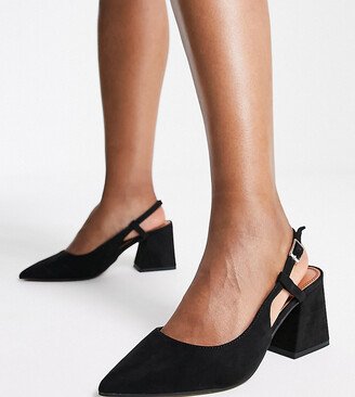 Wide Fit Sydney slingback mid heels in black