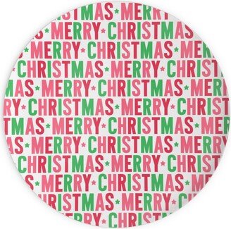 Plates: Merry Christmas Uppercase - Green, Pink, Red Plates, 10X10, Multicolor