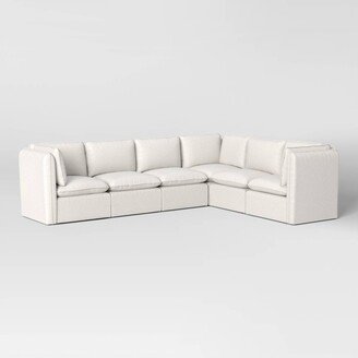 6pc Haven French Seam Modular Sectional Cream