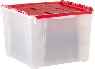 Iris Wing-Lid Ornament Storage Box Red/Translucent