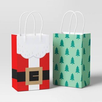 2ct Junior Tote Paper Handle Christmas Gift Bag Santa Suit/Trees - Wondershop™