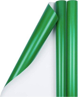 JAM Paper & Envelope JAM PAPER Green Glossy Gift Wrapping Paper Roll - 2 packs of 25 Sq. Ft.