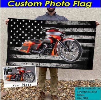 Custom Motorcycle Personalized Flag, Unique Gifts For Bikers, Lowriders, Chopper Bike, Bobber Cool Flag | Americanflag02