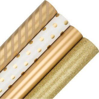 JAM Paper & Envelope 4ct Gift Wrap Rolls Gold/White