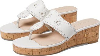 Jacks Mid Wedge Cork (White/White) Women's Shoes