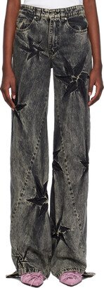 Masha Popova Gray Spiral Flower Jeans