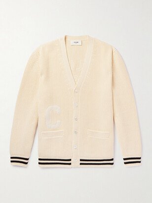 Logo-Appliquéd Ribbed Cotton Cardigan