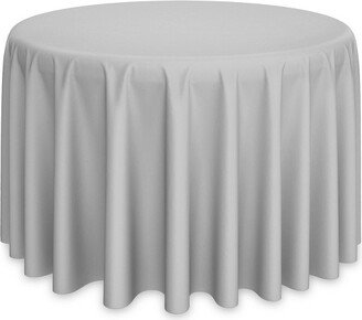 Lann's Linens 5-Pack Polyester Fabric Tablecloths for Wedding, Banquet, Restaurant - 108 Inch Round - Silver