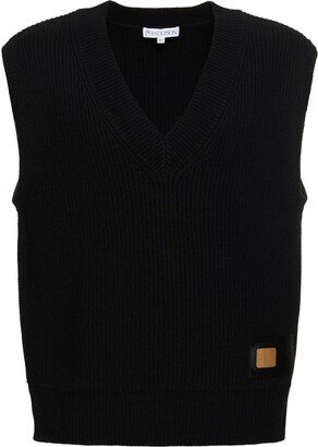 Sim Card wool knit V-neck vest