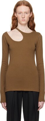 Brown Curve Hole Long Sleeve T-Shirt