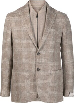 Tonal Plaid Single-Breasted Blazer