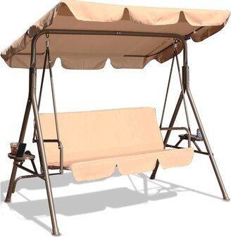 Aoolive Outdoor 2-Seat Swing with Teapoy Weather Resistant Canopy Swinging Hammock with Removable Cushion