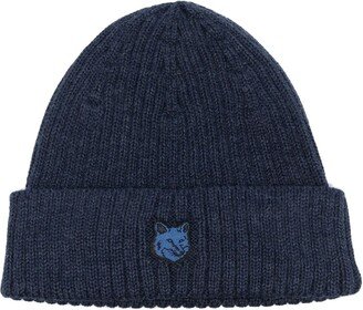 Fox-Motif Ribbed Beanie