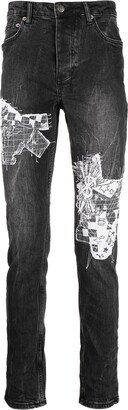 Graphic-Print Skinny Jeans-AA