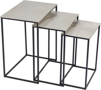 Set of 3 Glam Aluminum Accent Tables Black/Silver - Olivia & May