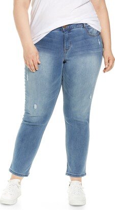 High Waist Distressed Girlfriend Jeans