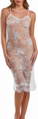 Women's Jasmine Sheer Floral Fitted Lace Gown with Adjustable Straps