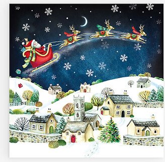 Selfridges Edit British Heart Foundation Santa Over The Rooftops Christmas Cards Pack of Eight