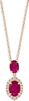 Ruby & Diamond Pendant Necklace in 14K Rose Gold, 16-18 - 100% Exclusive