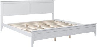 Modern White Solid Wood King Platform Bed