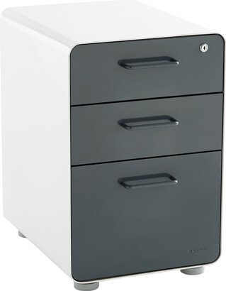 Poppin 3-Drawer Stow Locking Filing Cabinet Dark Grey/ White