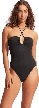 Sea Dive Bandeau One-Piece (Black) Women's Swimsuits One Piece