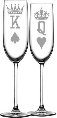 King & Queen Playing Cards - Personalized Wedding Champagne Flutes -Set Of 2 Glasses For Toasting/Bride Groom Gifts -Wedding Registry