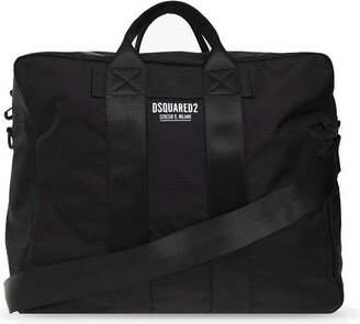 Logo Print Zipped Duffel Bag