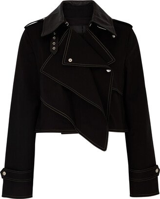 Cropped Stretch-cotton Trench Jacket