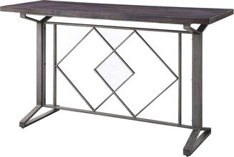 CDecor Tairo Salvaged Brown and Black Trestle Base Counter Height Table