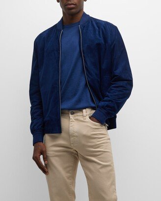 Men's Suede Full-Zip Bomber Jacket