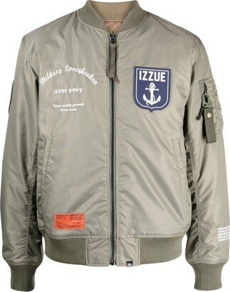 Patches-Detail Padded Bomber Jacket