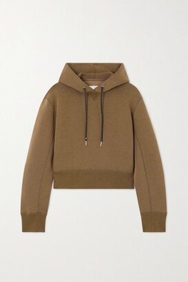 Cropped Cotton-blend Jersey Hoodie - Green