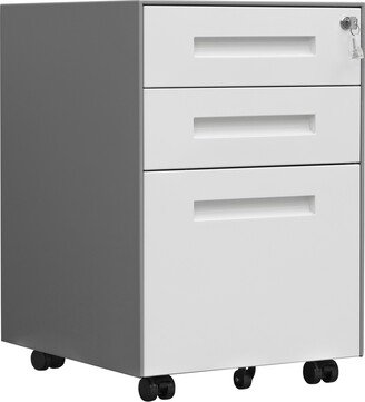 EYIW Mobile File Cabinet with Lock, Steel File Cabinet with 3 Drawer for Legal/Letter/A4/F4 Size, Fully Assembled Include Wheels