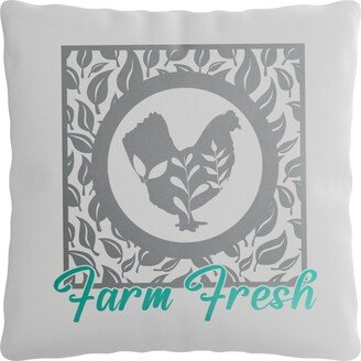 Decorative Farmhouse Pillow - Farm Fresh Floral Chicken 15.75In X Peach Skin Cover, With Optional Insert