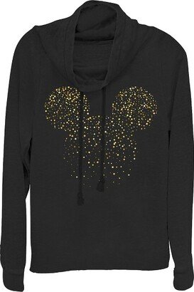 Mickey Mouse & Friends Junior Women Mickey & Friend Confetti Logo Cowl Neck Sweathirt - Black - X Large