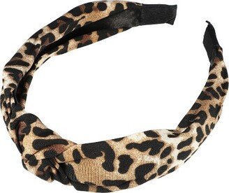 Unique Bargains Women's Leopard Pattern Knotted Headband 1 Pc Brown