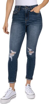 Juniors' High-Rise Ripped Skinny Jeans