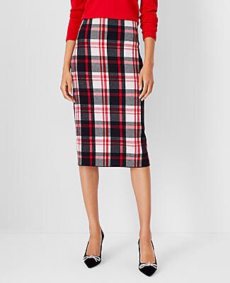 Petite Plaid Jacquard Pencil Skirt