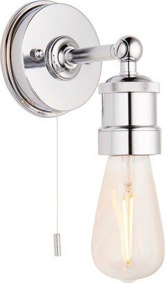 Loops Chrome Plated Industrial Bathroom Wall Light - IP44 Rated - Knurled De