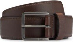 Faux-leather belt with logo-engraved buckle