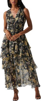 Women's Kali Tiered Maxi Dress - Black/navy Floral