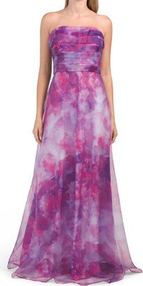 TJMAXX Strapless Floral Organza Gown For Women