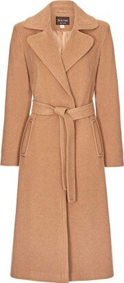 Womens Camel Wool Cashmere Winter Belted Wrap Coat Size 18