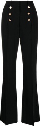 Decorative-Button High-Waisted Trousers