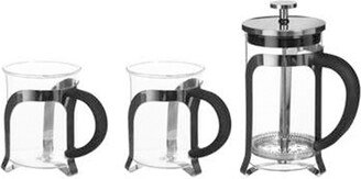 Dunelm 600ml Cafetiere & Glass Set Silver