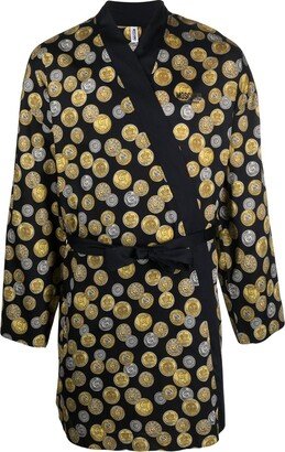 Coin-print cotton robe