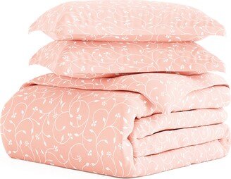 HOMESPUN Home Spun Premium Ultra Soft Pink Buds Pattern 3-Piece Duvet Cover Set