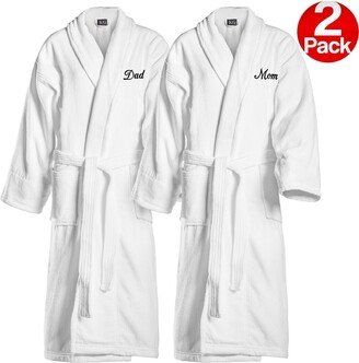 Kaufman Embroidered White Shawl Collar Robe His/Hers -Mr/Mrs -Mom/Dad -Queen/King -Papi/Mami