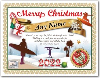 Personalized Christmas Surfer Certificate - Digital Or Printed Surfing Surf Waves Ocean Borading Great Stocking Stuffer Gift Present